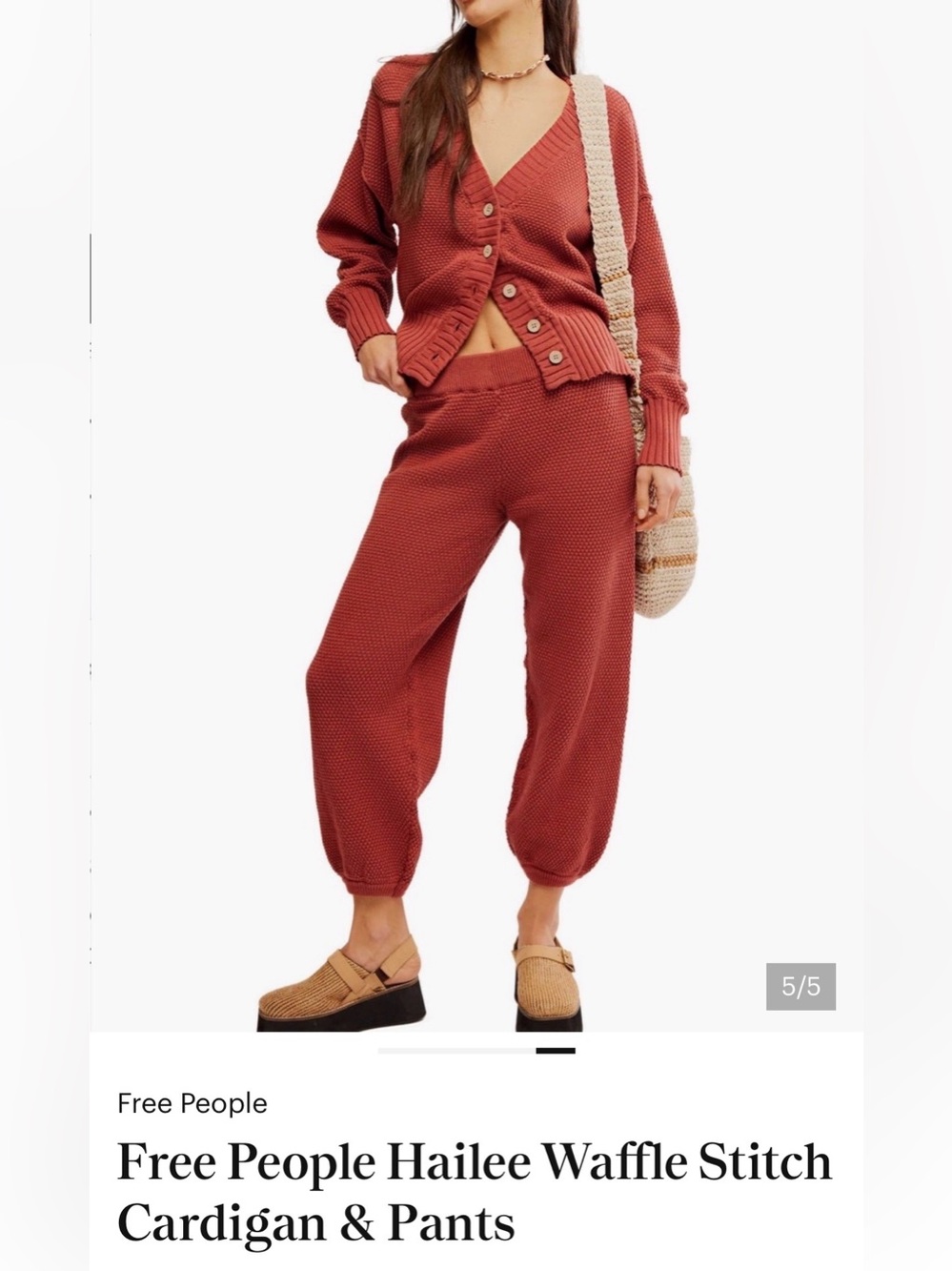 Cozy Knit Two-Piece Cardigan Set in Rust